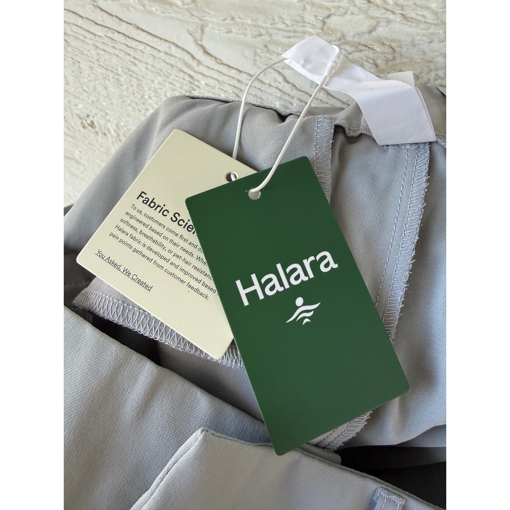 Halara High Waisted Pleated Wide Leg Trousers Grey Athleisure Pants Size Large - Picture 6 of 9